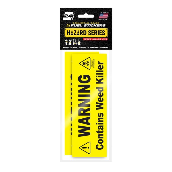 Weed Killer Sticker, Warning Label: Pump Sprayer, Commercial Sprayer: Hvy-Dty, 6''x2'', 24PK